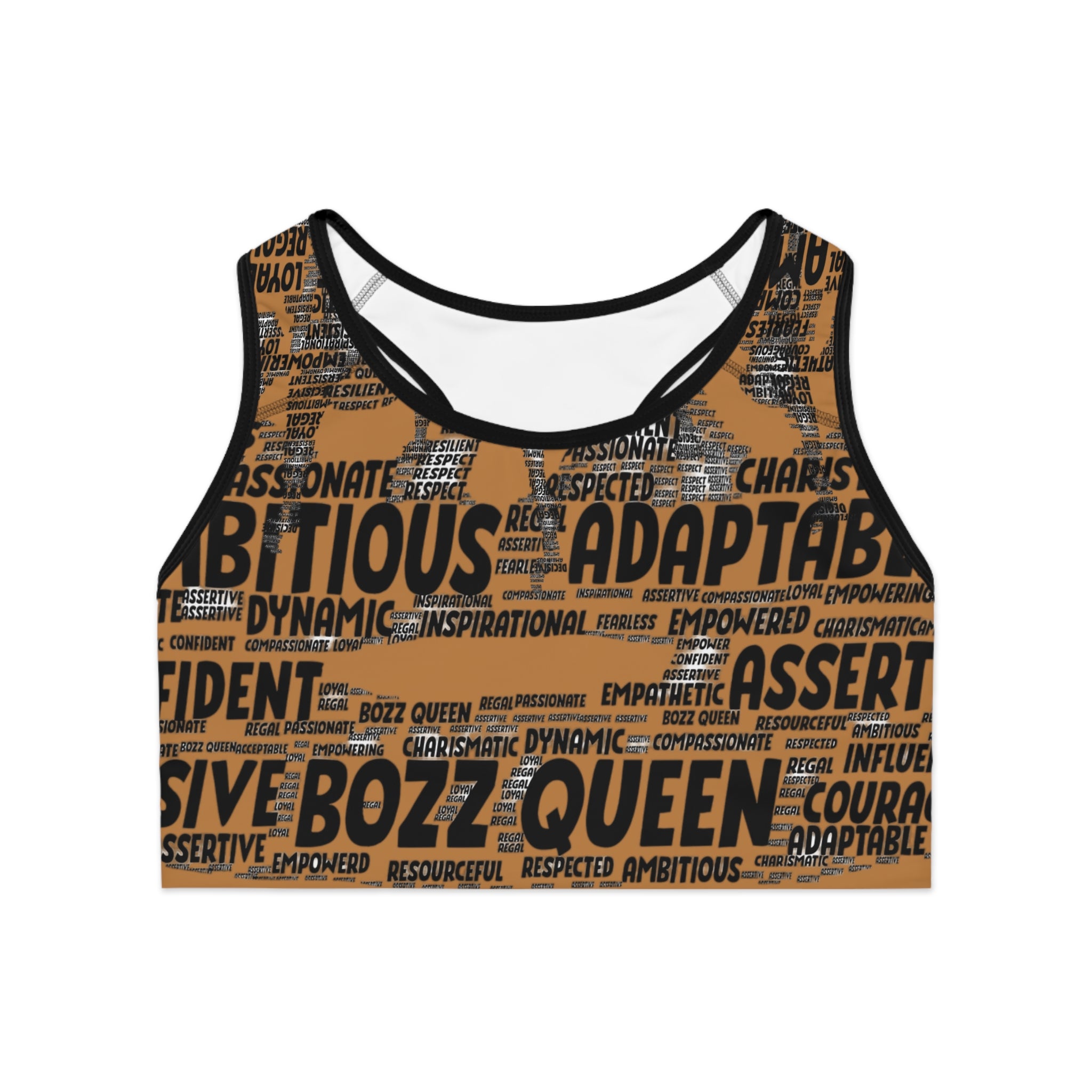 Empowering Sports Bra - Bozz Queen Origin Collection | Light Brown & Black