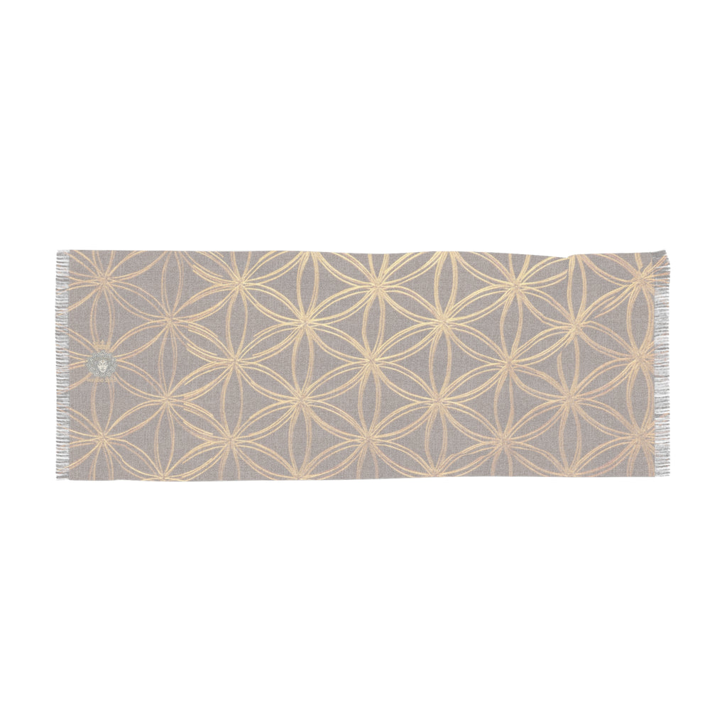 Brown & Gold Flower of Life Scarf - Geometric Pattern | Bozz Queen