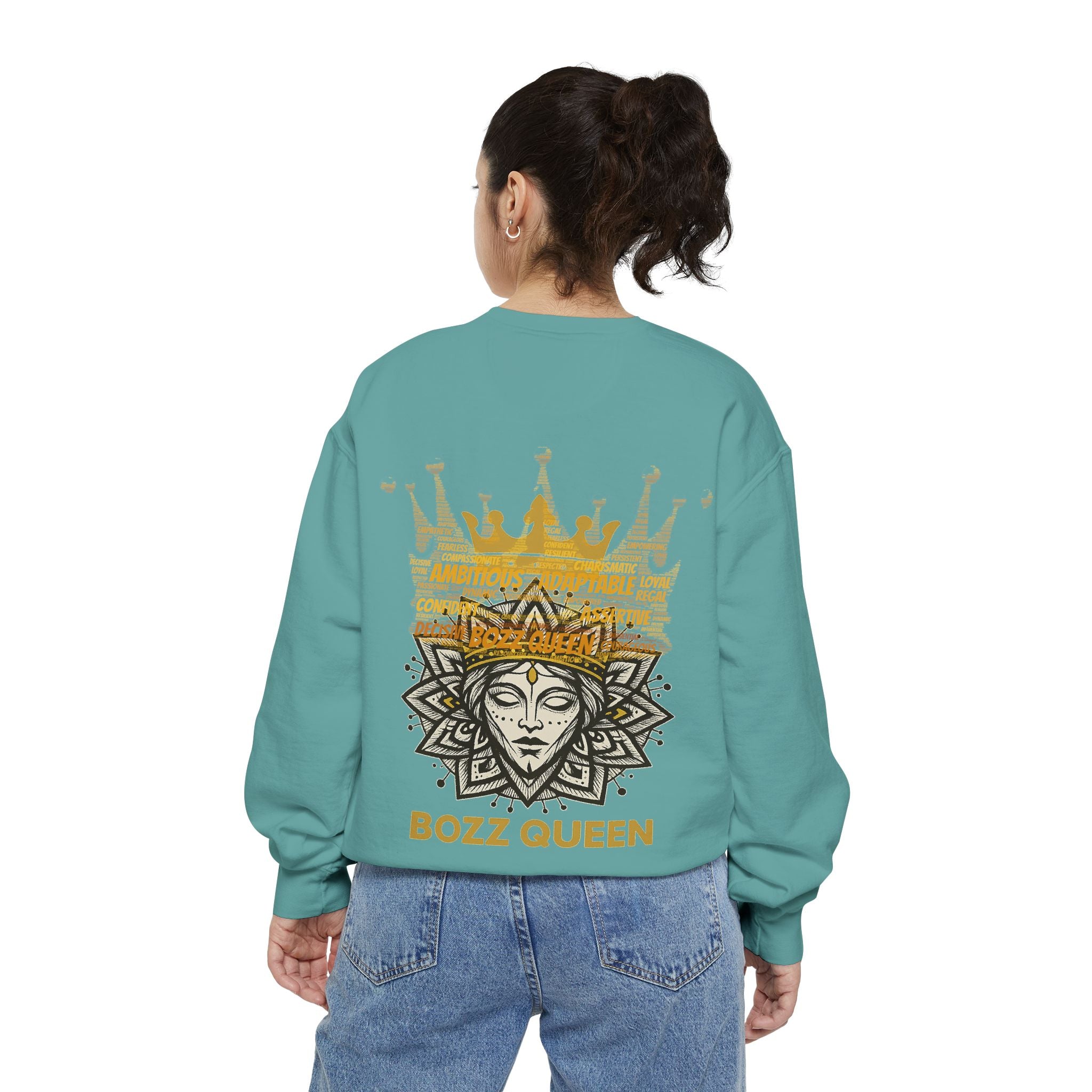 Bozz Queen Women Garment-Dyed Sweatshirt - Flower of Life Design