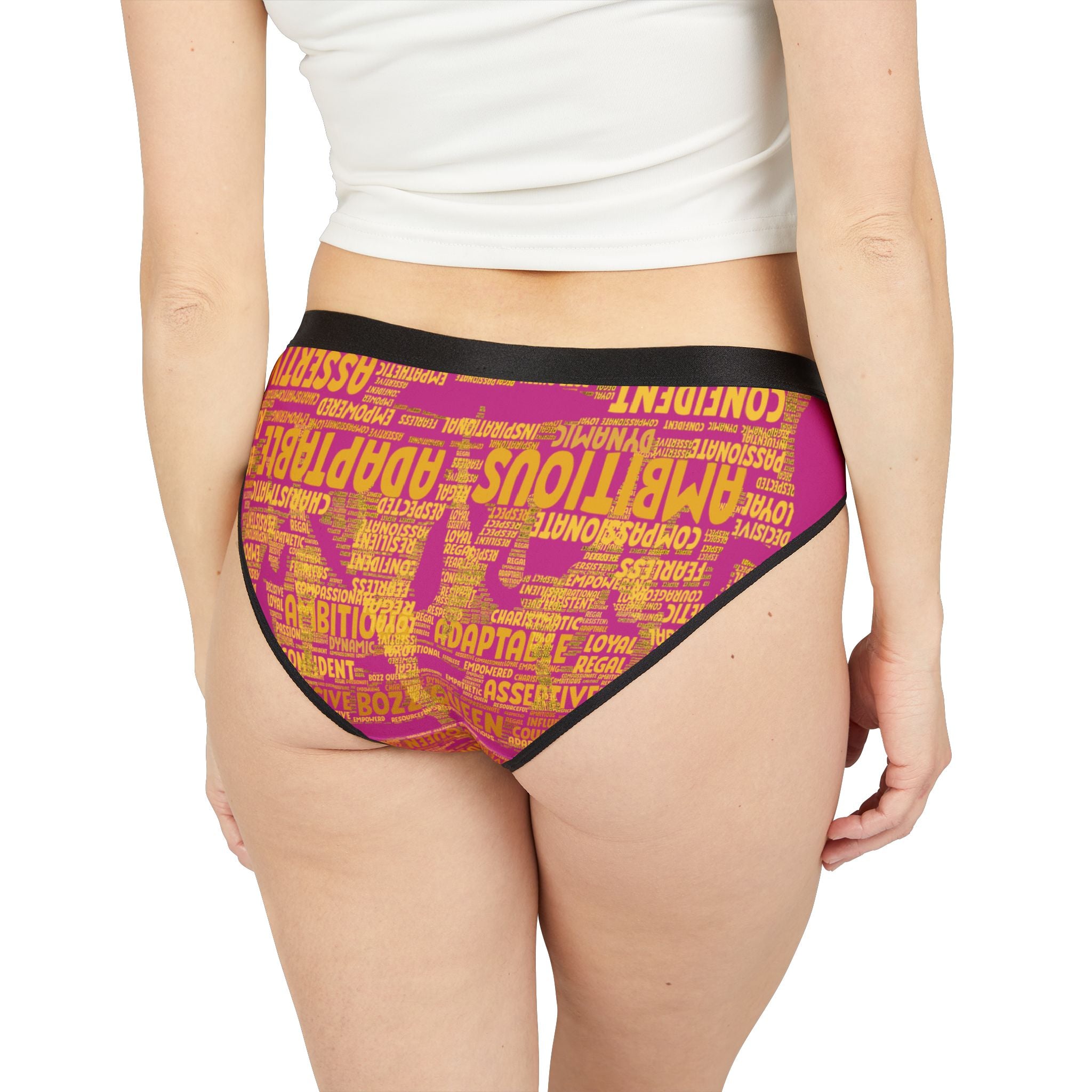 Women's Pink Yellow Motivational Underwear - Ambitious Statement Lingerie