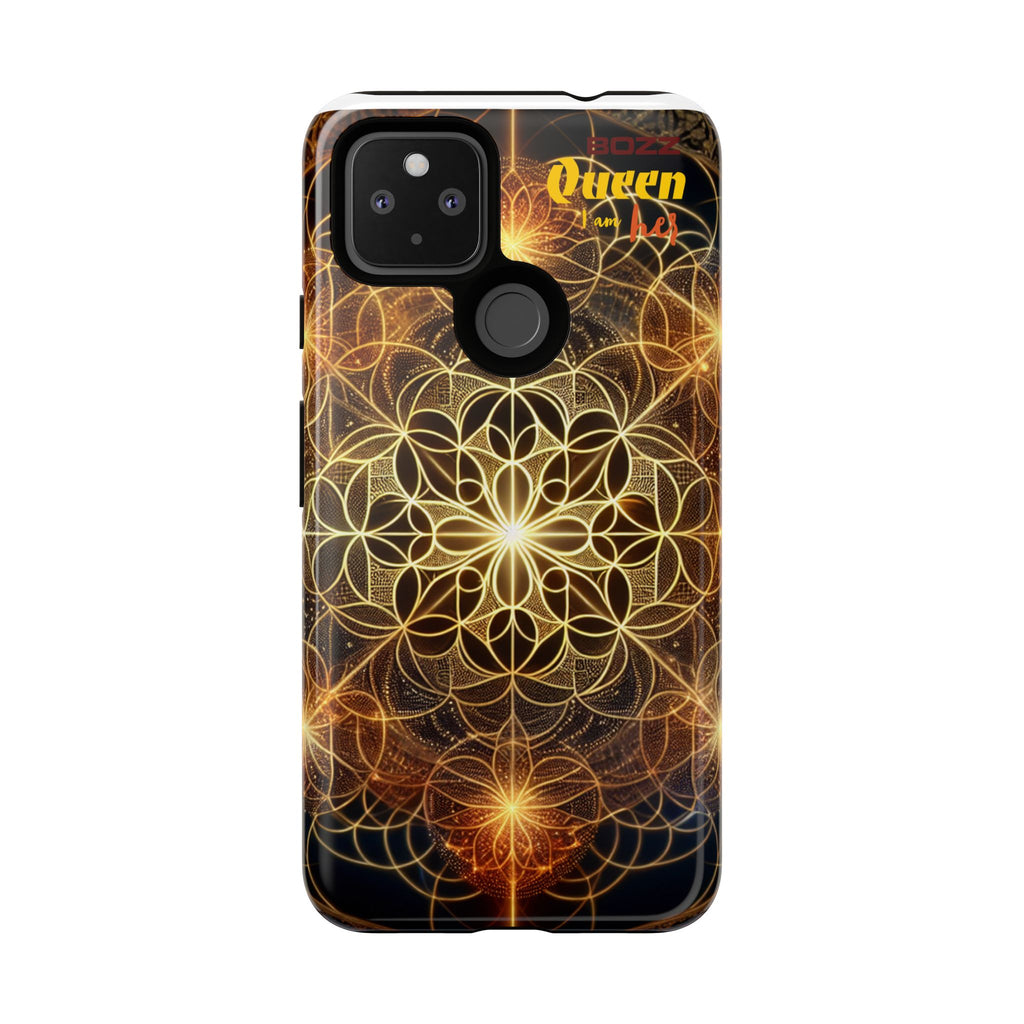 Golden Flower Mandala Phone Case, Tough Cases, Bohemian Phone Cover, Unique Gift for Him/Her, Spiritual and Artistic Design