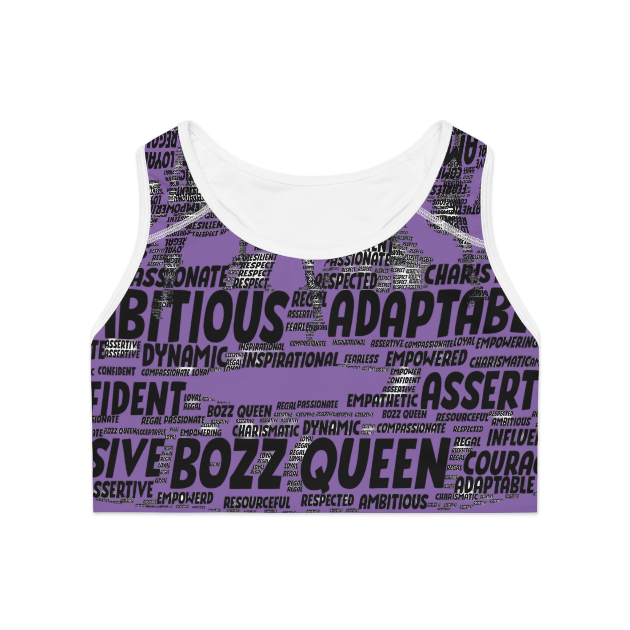 Empowering Sports Bra - Bozz Queen Origin Collection | Light Purple & Black