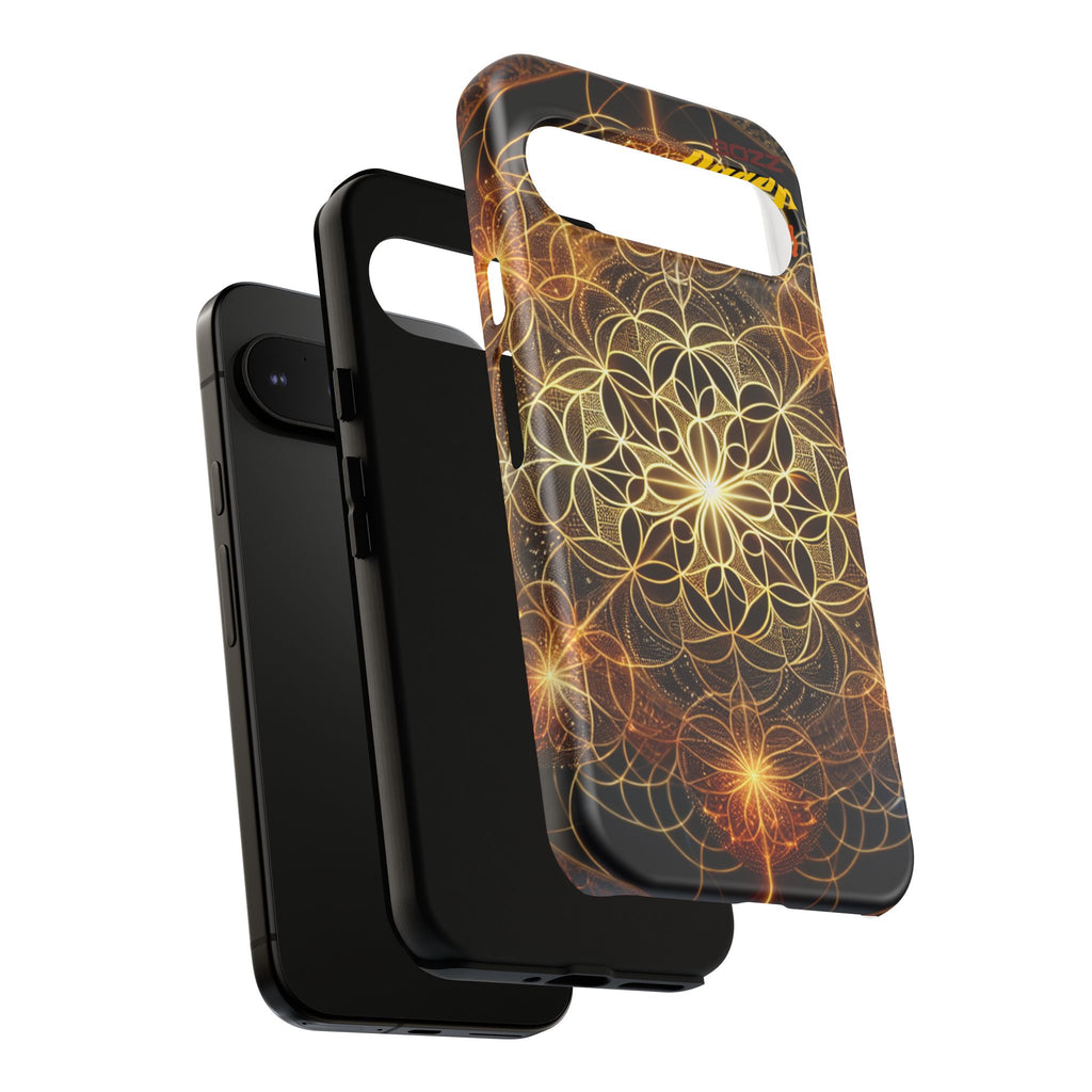 Golden Flower Mandala Phone Case, Tough Cases, Bohemian Phone Cover, Unique Gift for Him/Her, Spiritual and Artistic Design