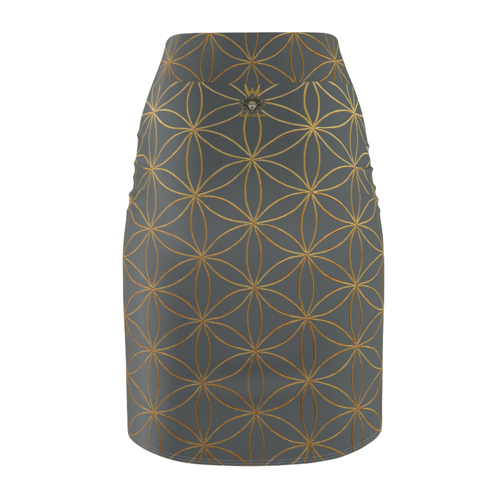 Dark Grey Flower of Life Pencil Skirt - Women's Chic Office & Date Night Skirt