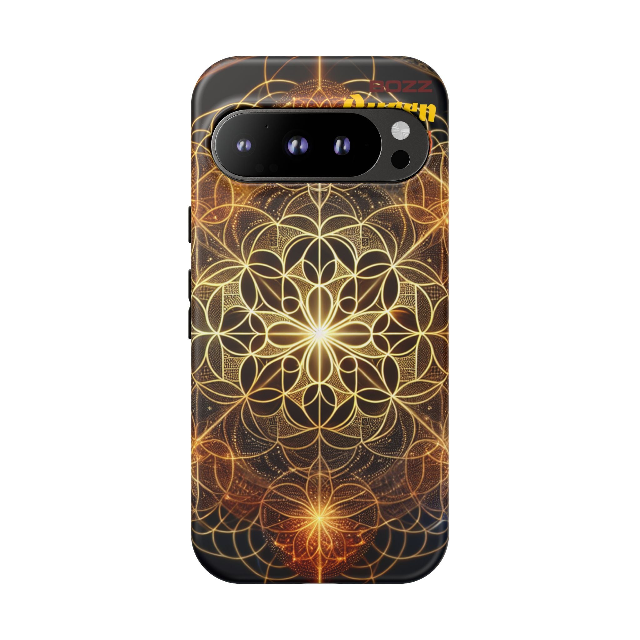 Golden Flower Mandala Phone Case, Tough Cases, Bohemian Phone Cover, Unique Gift for Him/Her, Spiritual and Artistic Design