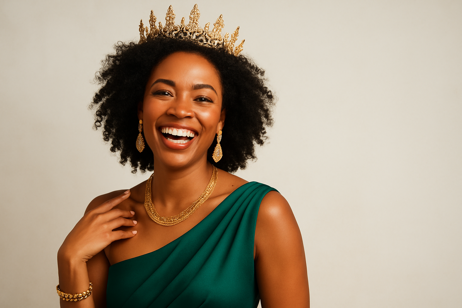 Happy queen energy woman model